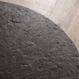 Peter Draenert studios coffee table in fossil stone and oak, Germany 1970s