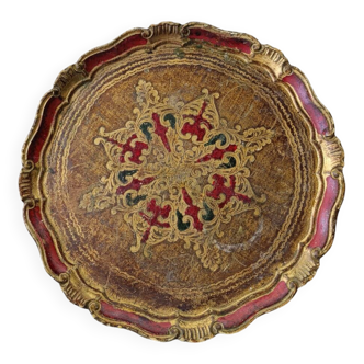 Florentine tray in gilded patinated wood