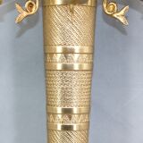 Large pair of Napoleonic gilt bronze empire style wall lights with three candles