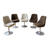 Lot de 5 chaises pivotantes style tulipe années 70
