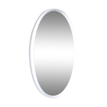 Oval White Wooden Wall Mirror, 1960s