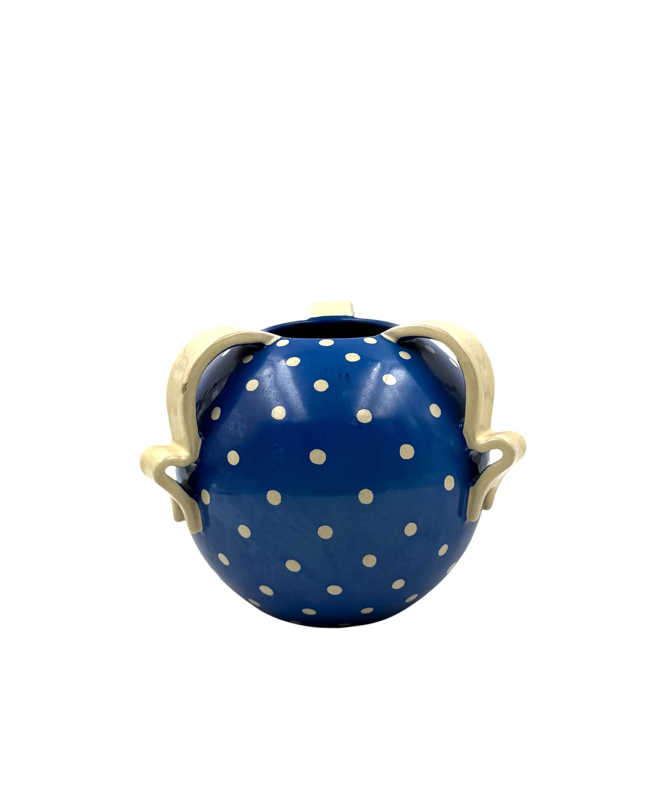 Art Deco blue ceramic vase, Rometti, Umbertide Italy 1930s