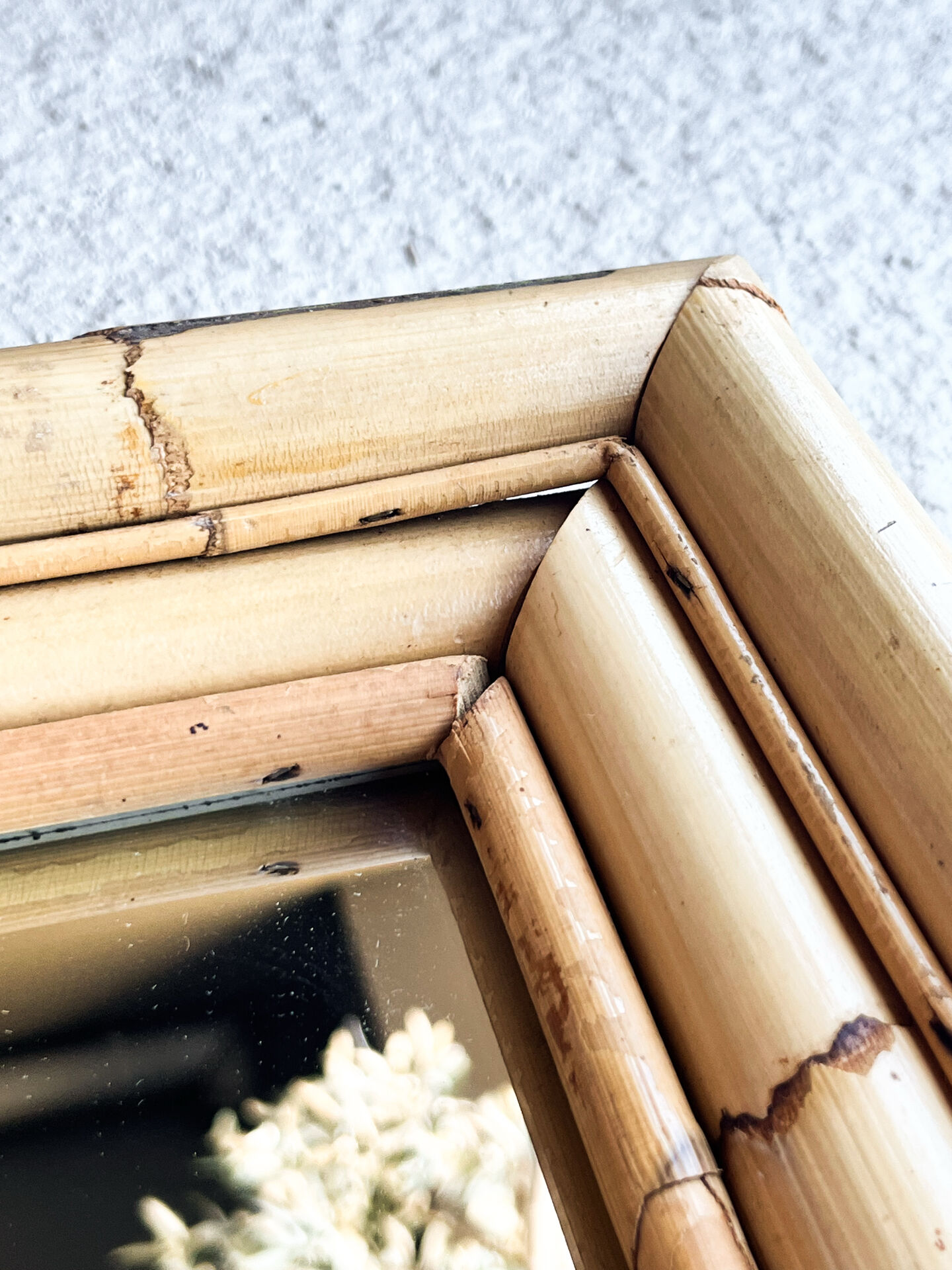 Vintage mirror in natural bamboo Riviera style (1983)