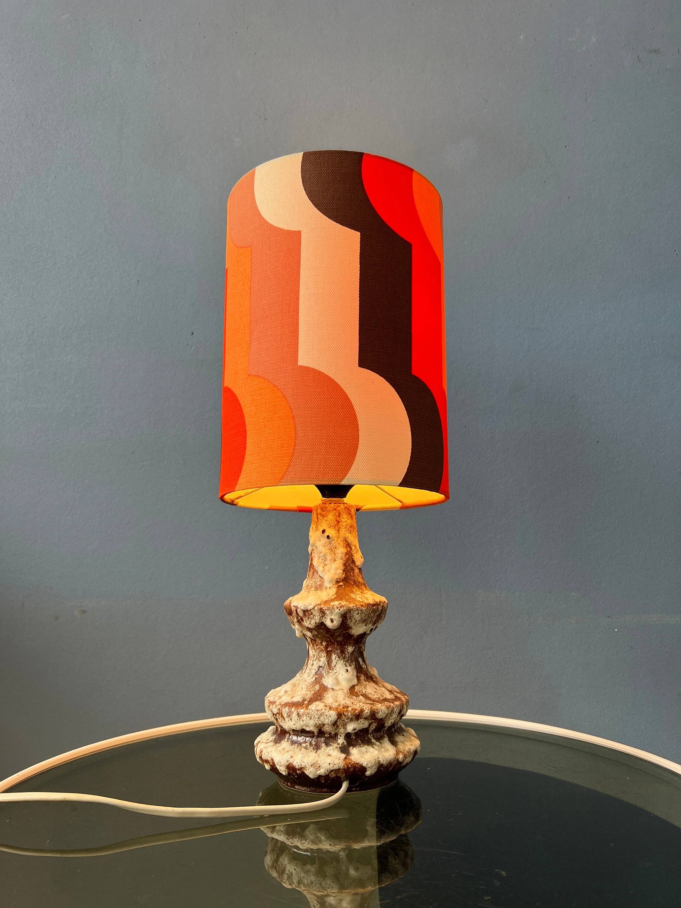 Space Age table lamp in orange ceramic West Germany Fat Lava