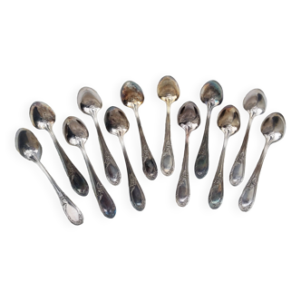 Box of 12 silver-plated teaspoons Apollo goldsmith