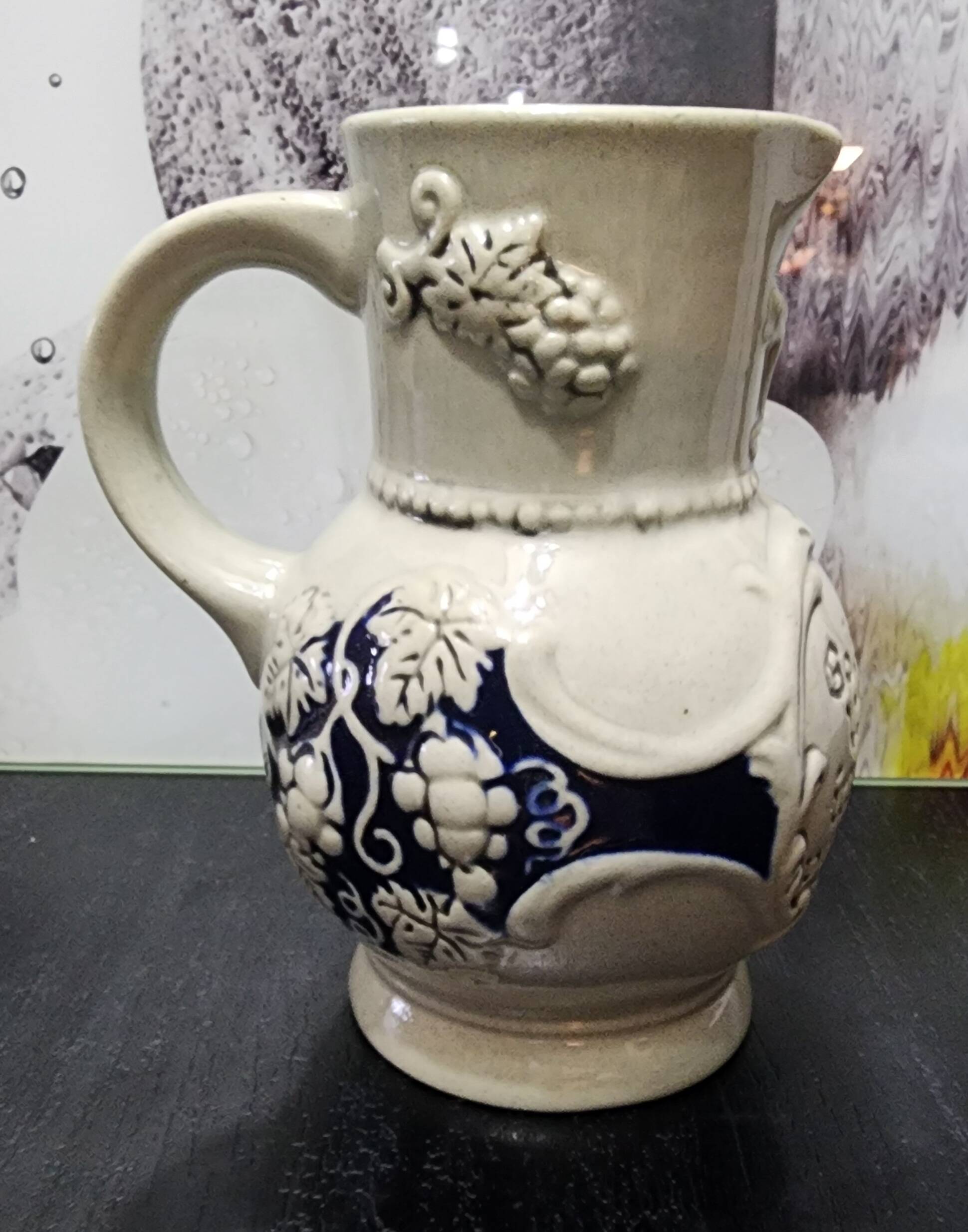 Vintage wine jug in German Westerwald stoneware 1/4L — "golden wine..."
