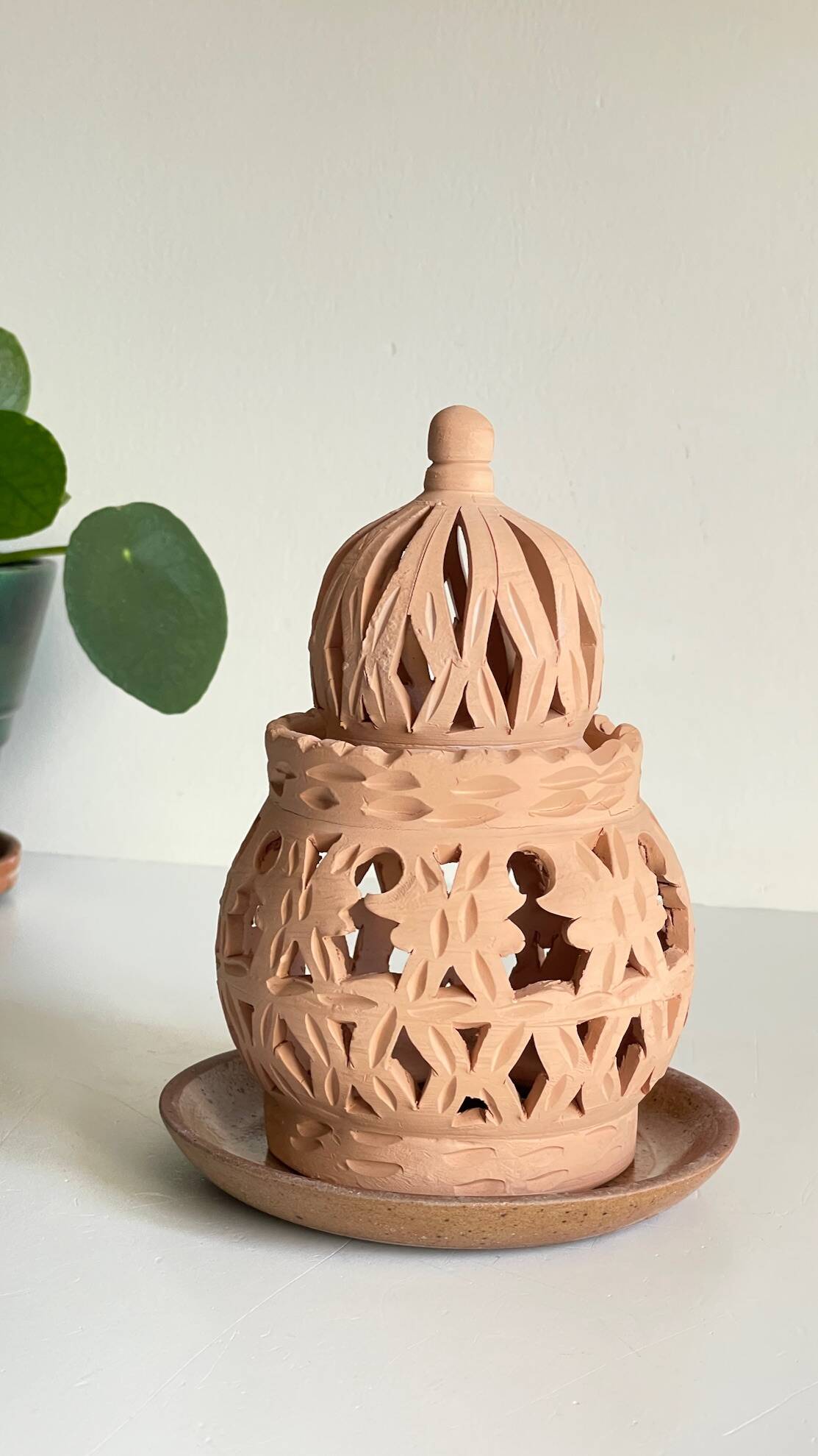 Handmade terracotta tealight candle holder