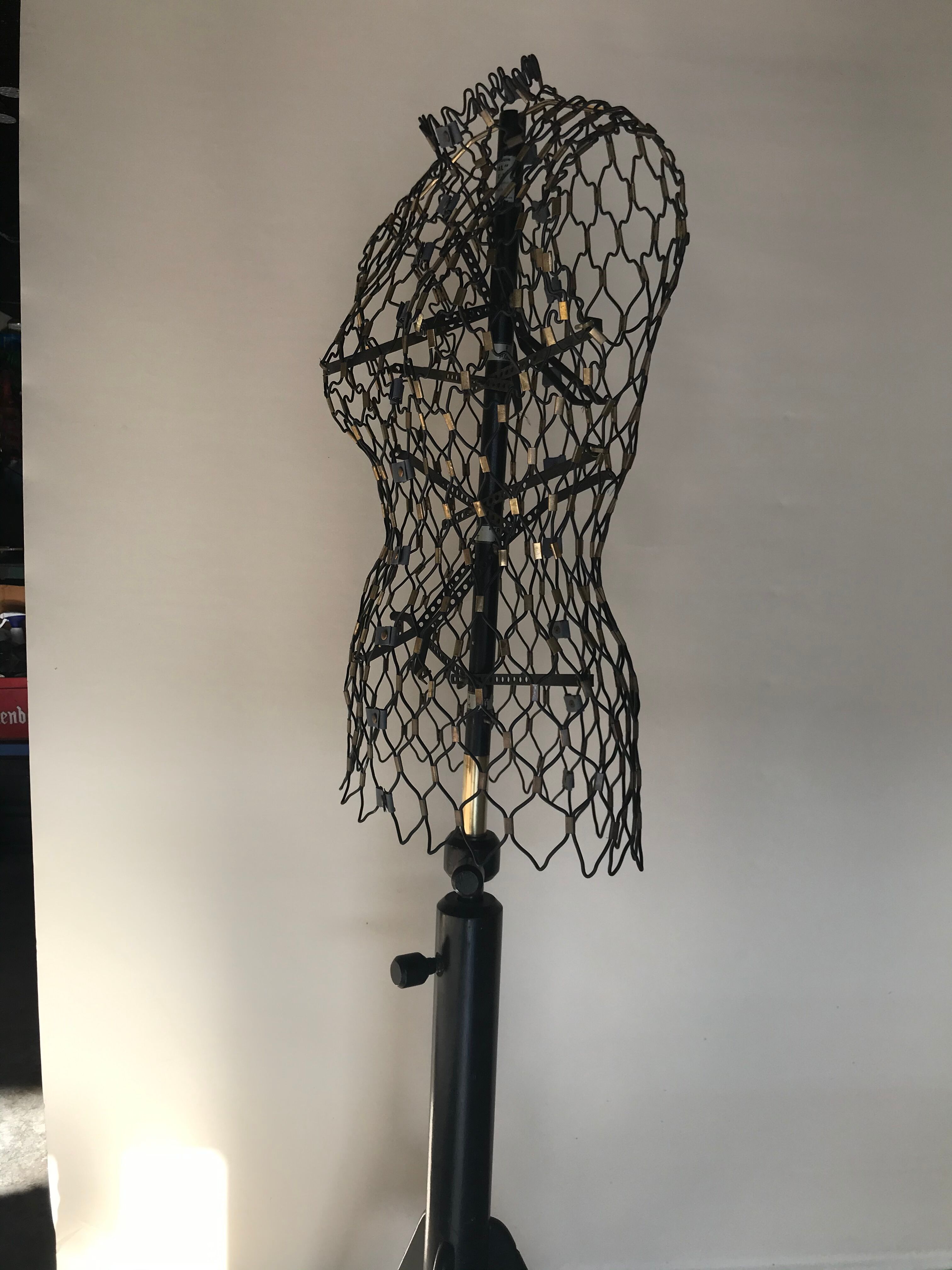Mannequin buste couturière tripode Idéal métal et bois vintage 50