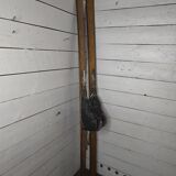 Pair of vintage wooden skis