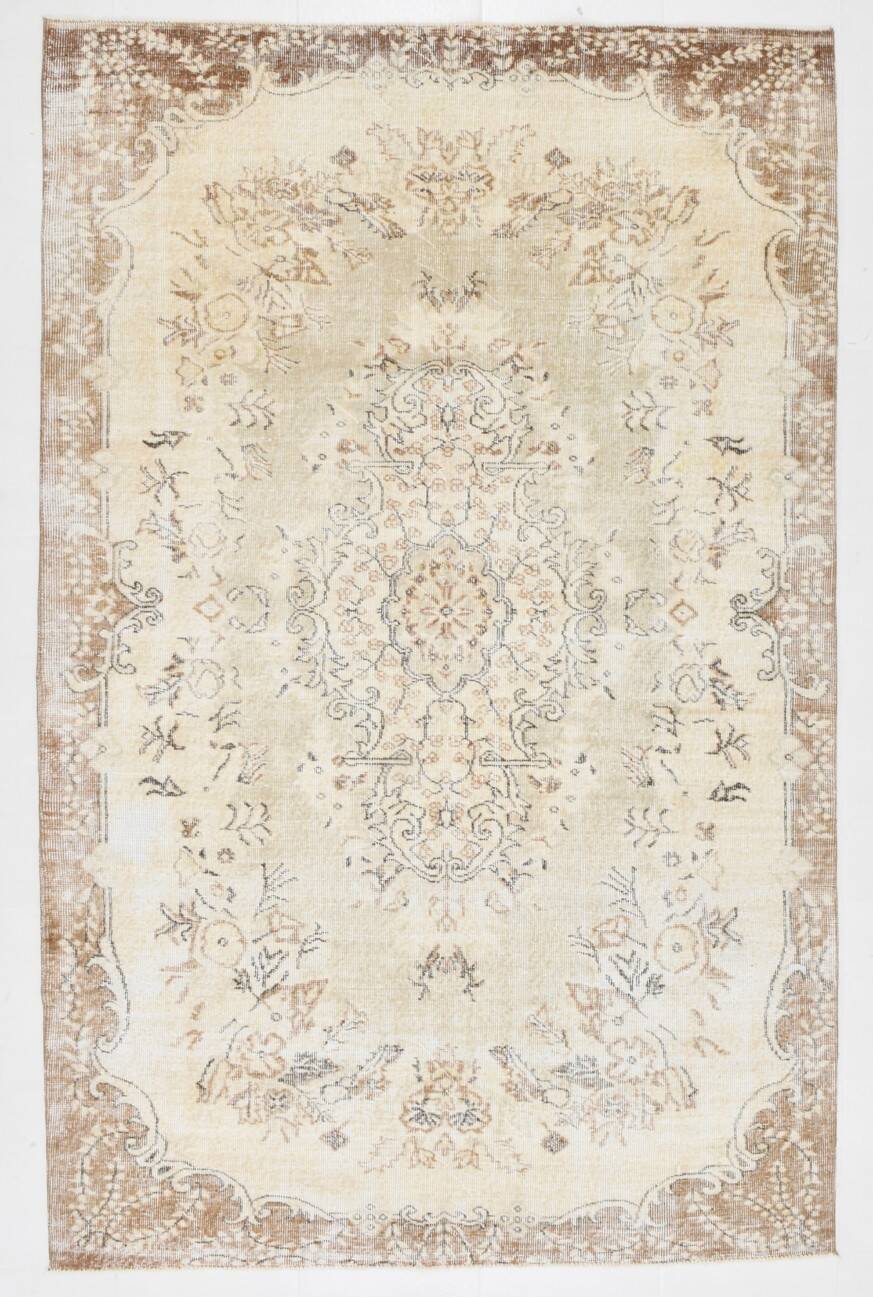 6x9 Persian Vintage Carpet, Authentic Anatolian Turkish Rug, 174x271 Cm