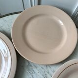 Set of 5 flat plates powder pink Digoin Sarreguemines and Longwy years 30-40