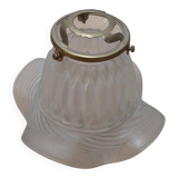 Abat-jour tulipe verre dépoli et laiton 50s