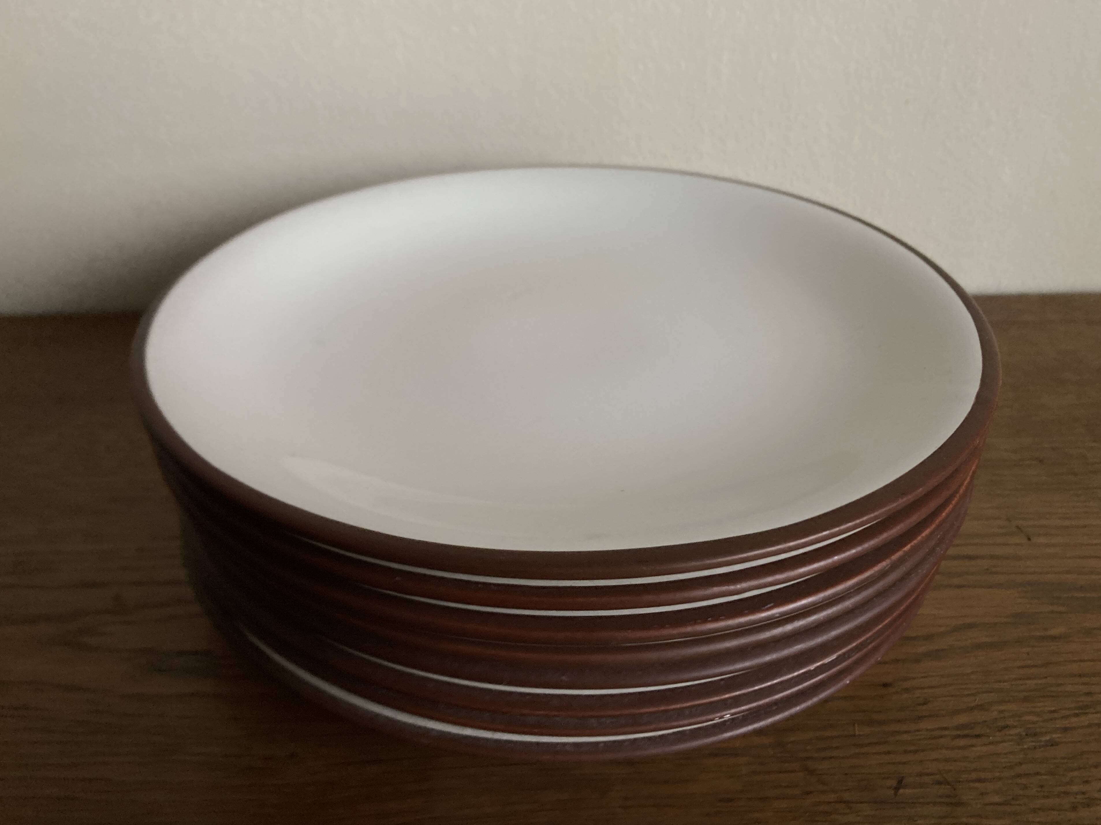 Set of 8 Scandinavian KMK enamelled earthenware dessert plates 1965