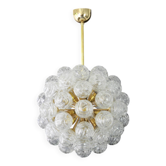 Spectacular Sputnik chandelier with snow glass balls, Doria, Germany, 1970s.