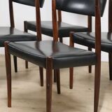 Série de 4 chaises scandinave Danemark en palissandre et skaï, 1960