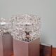 Pair of brushed aluminum and crystal wall lights, 1970s