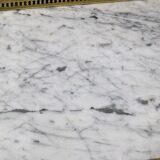 Pair of Louis XVI Style Mahogany and White Carrara Marble Bedside Tables