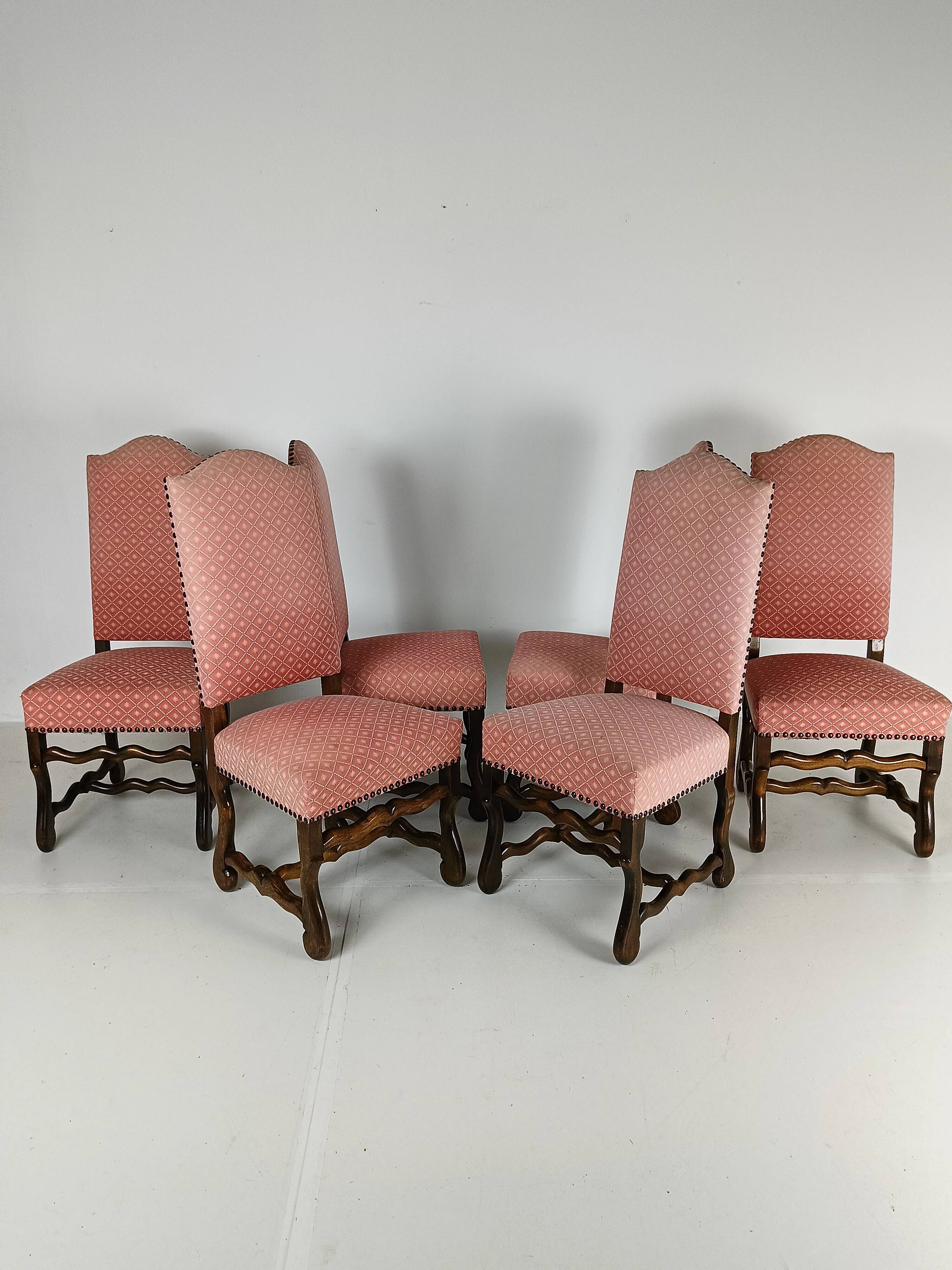 Beech Os De Mouton tapestry chairs (set of 4)