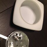 Ceiling square 70s vintage white opaline