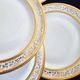 Set of 6 fine Limoges porcelain dinner plates, decorated with gold