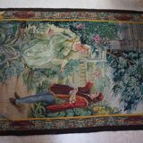 Tapisserie Aubusson française antique avec scène romantique