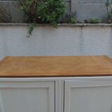 Buffet vintage Beige, plateau chêne.