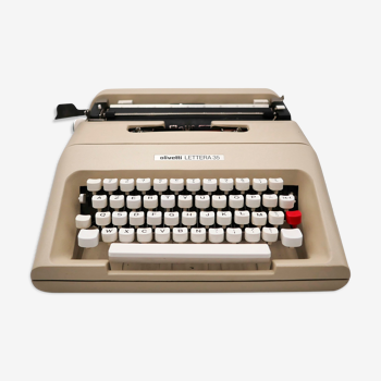Machine à écrire Olivetti Lettera 35 gris beige révisée ruban neuf