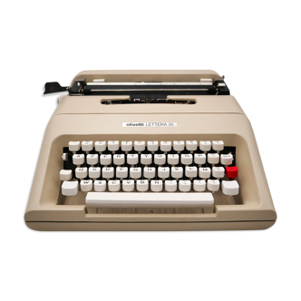 Machine à écrire Olivetti Lettera 35 gris beige révisée ruban neuf