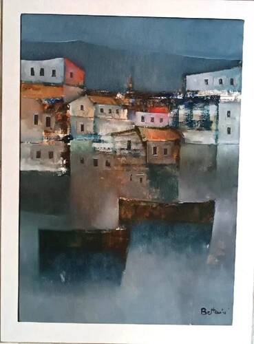 Oil painting on canvas of the sea by Lido Bettarini