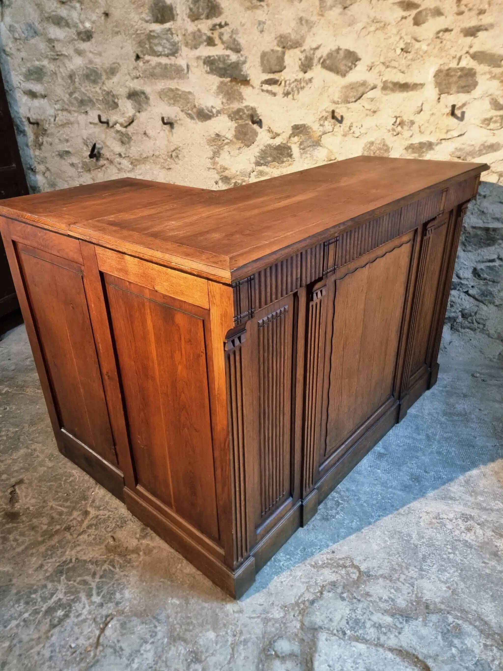 Antique French oak counter / shop counter (early 1900s)