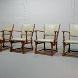 Set of 4 Dutch Design Oakwood Arm Chairs by Theo Ruth for Artifort, 1950s