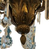 Italian 1940’s Bronze brass and Crystal chandelier