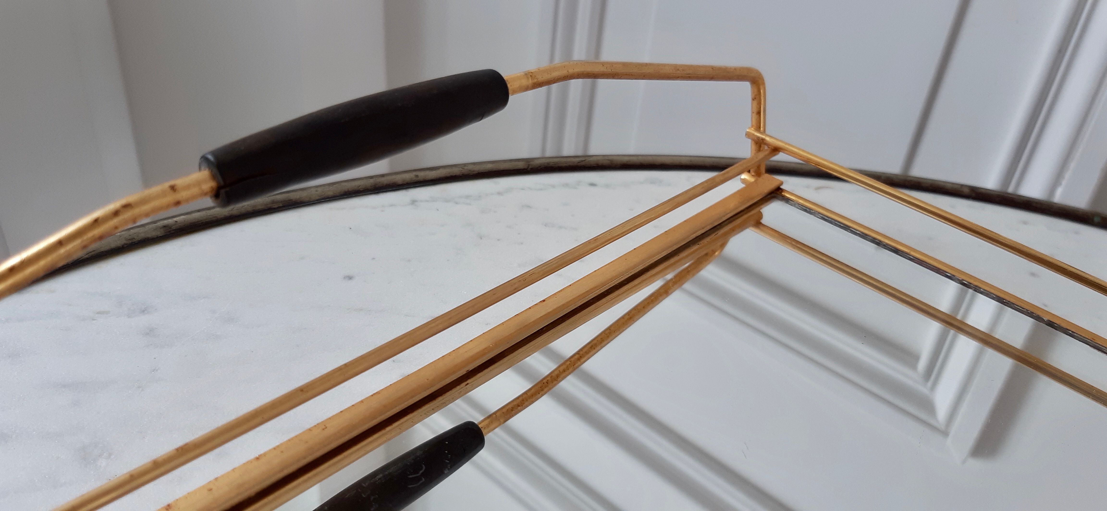 Mirror top in gilded steel 50s