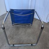 Chaise S34 de style vintage Mart Stam : cuir bleu, fauteuil de bureau Bauhaus