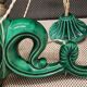 Chandelier 3 arms ceramic green art deco