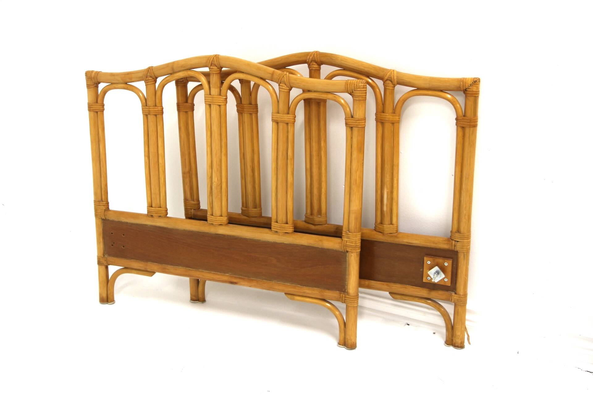 Teak and rattan headboard and footboard, 92 x 64cm, Sweden, 1960