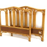 Teak and rattan headboard and footboard, 92 x 64cm, Sweden, 1960