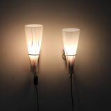 1970s Pair of Glass Wall Lamps , Czechoslovakia