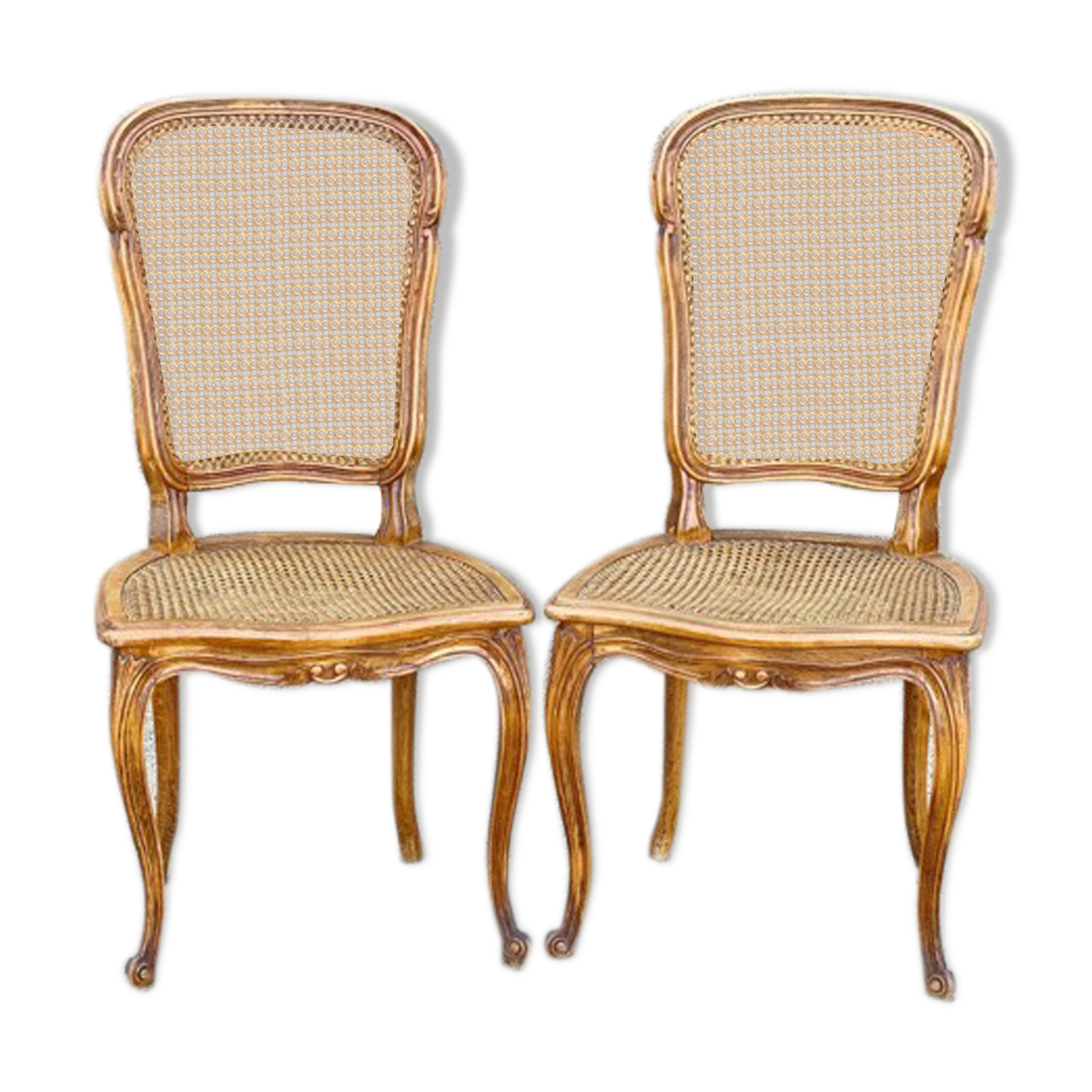 Pair of canned chairs