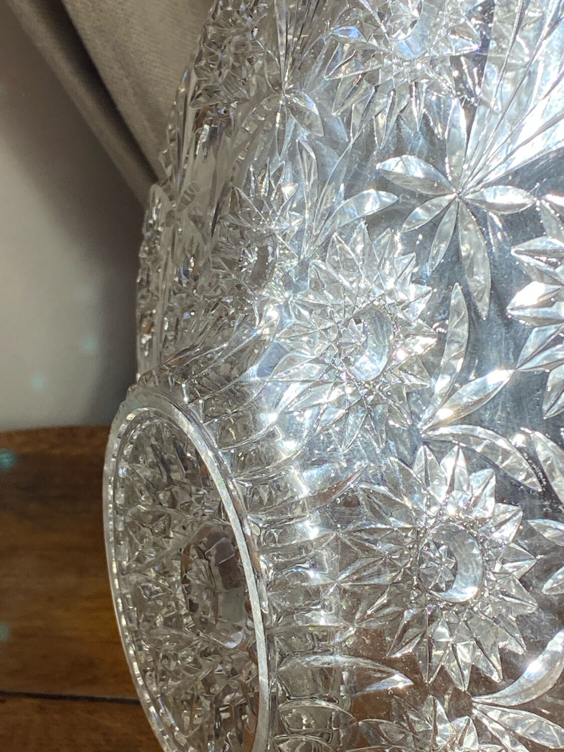 Large cut glass fruit bowl, 1950s