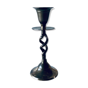 Twisted brass candle holder