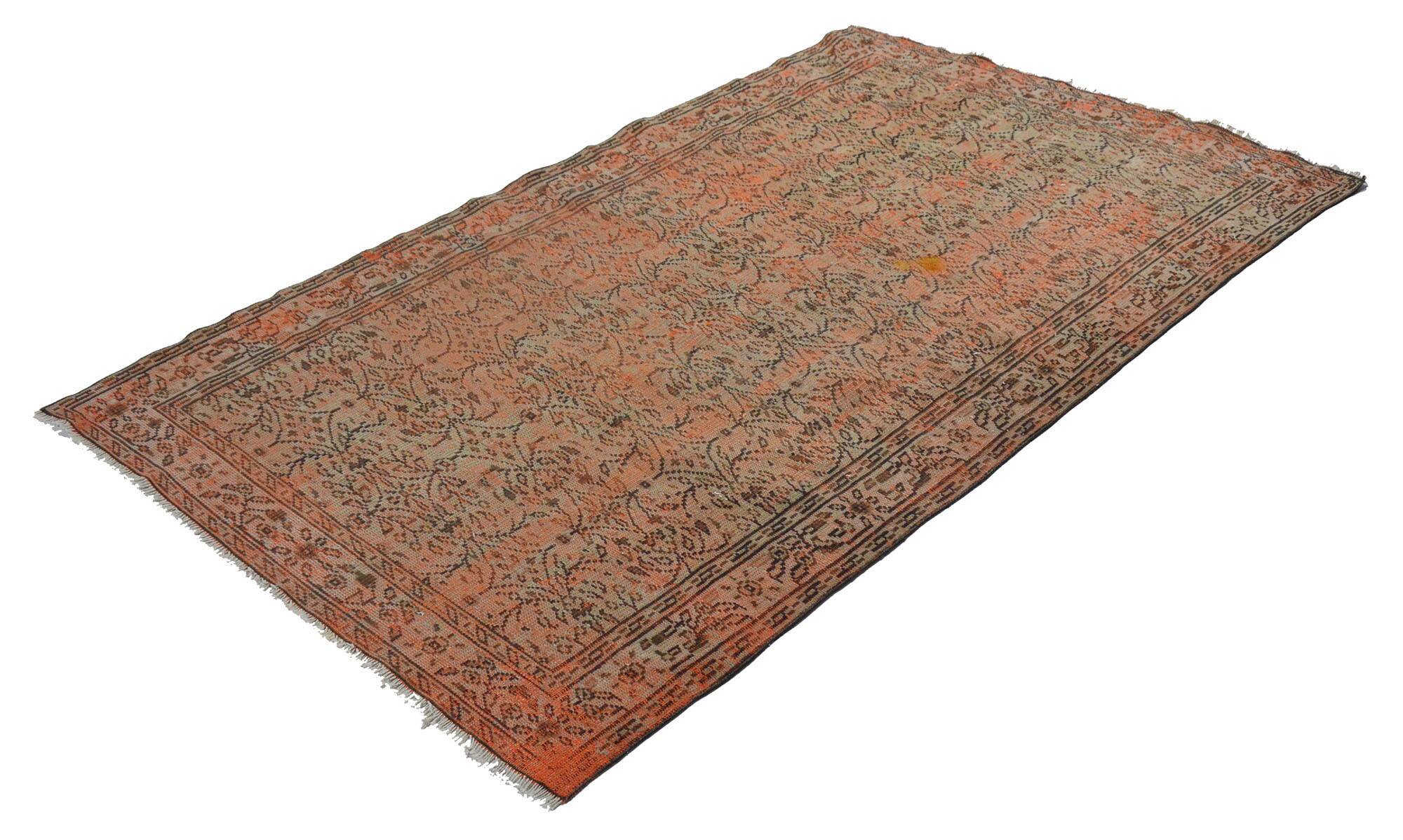 Vintage Turkish Carpet Floral Terracotta and Brown 260 x 158 cm
