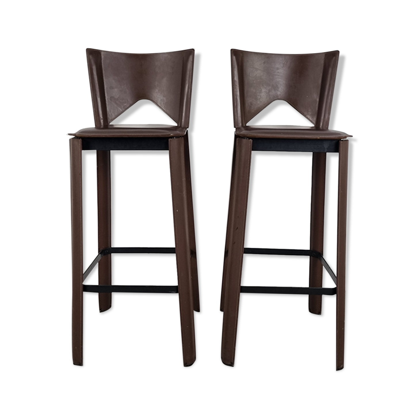 Brazilian leather bar stools, 1980s