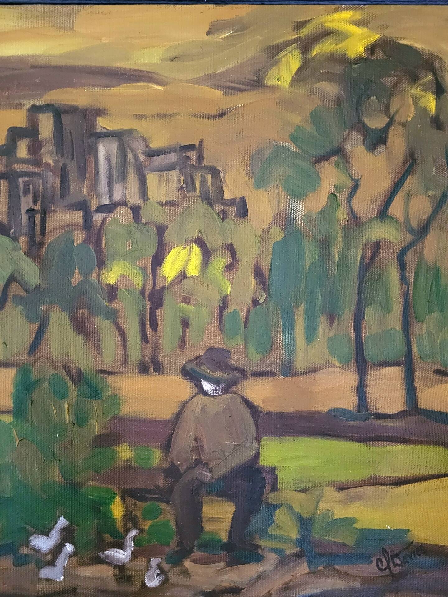Tableau Oil on canvas Expressionism Catherine Jones-Davies "Pigeon"