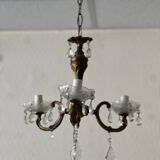 Small gilded bronze chandelier and pendants