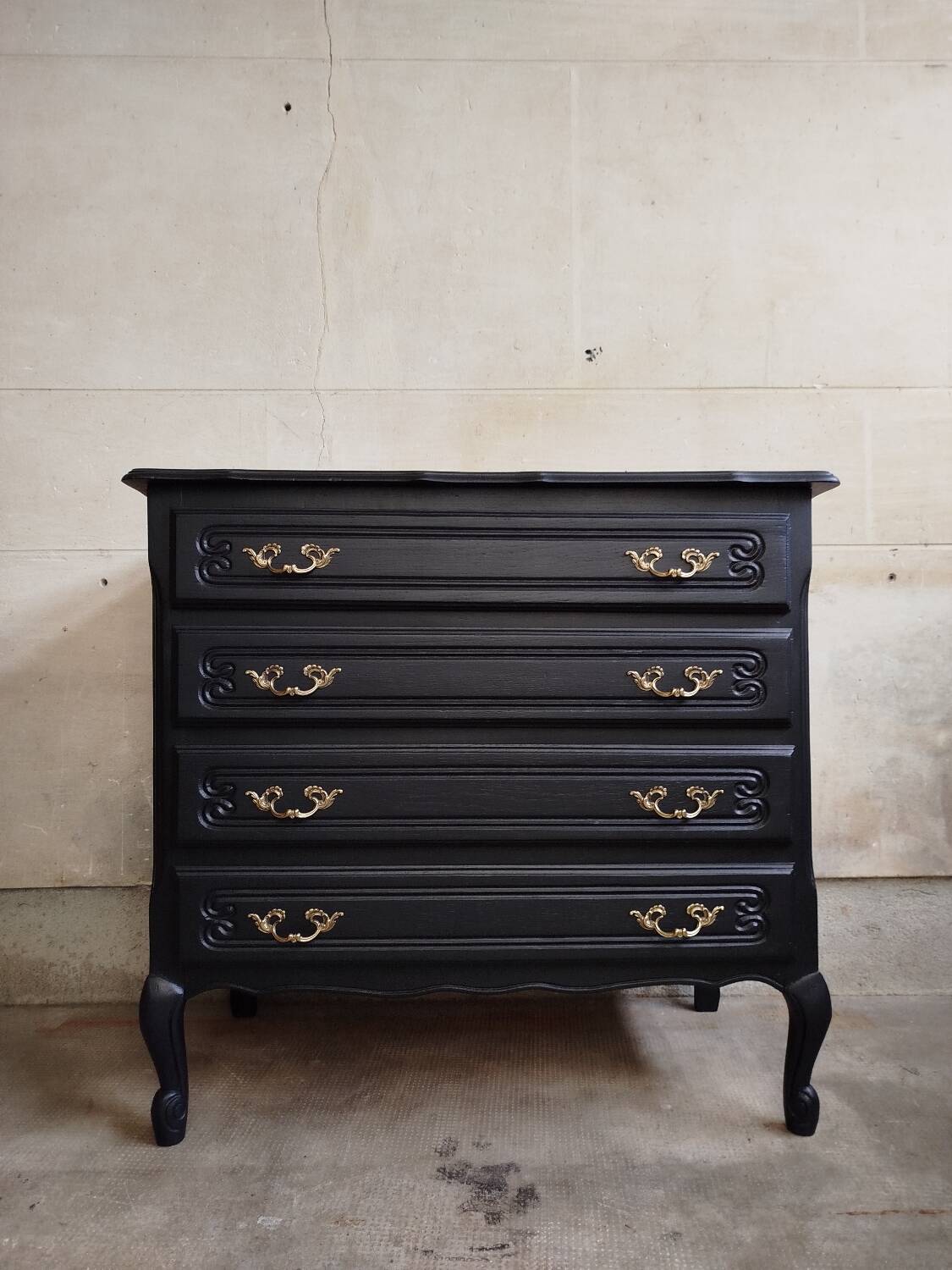 Revamped vintage black chest of drawers