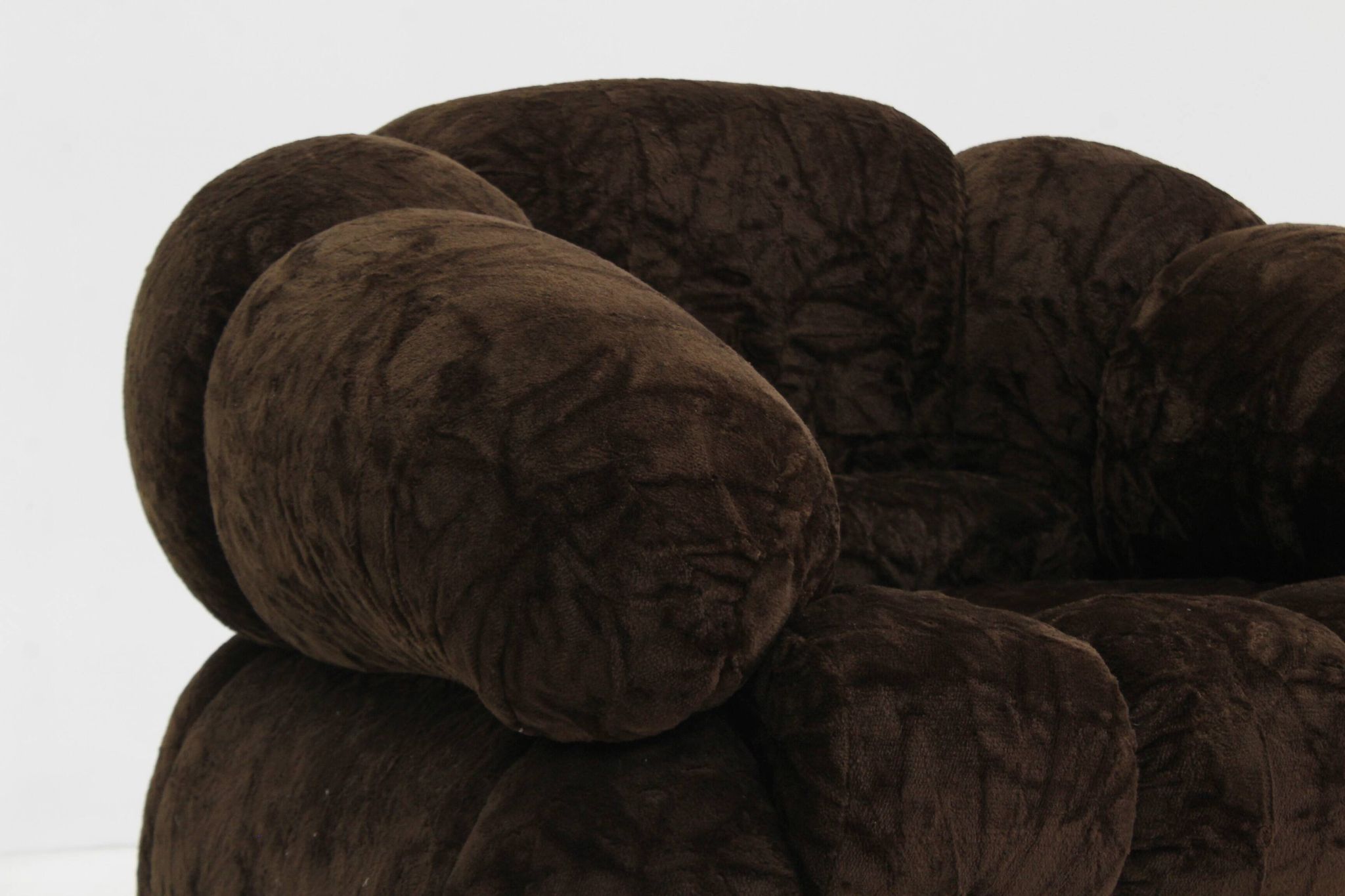 Vintage Italian armchairs brown velvet  1970s , set of 2
