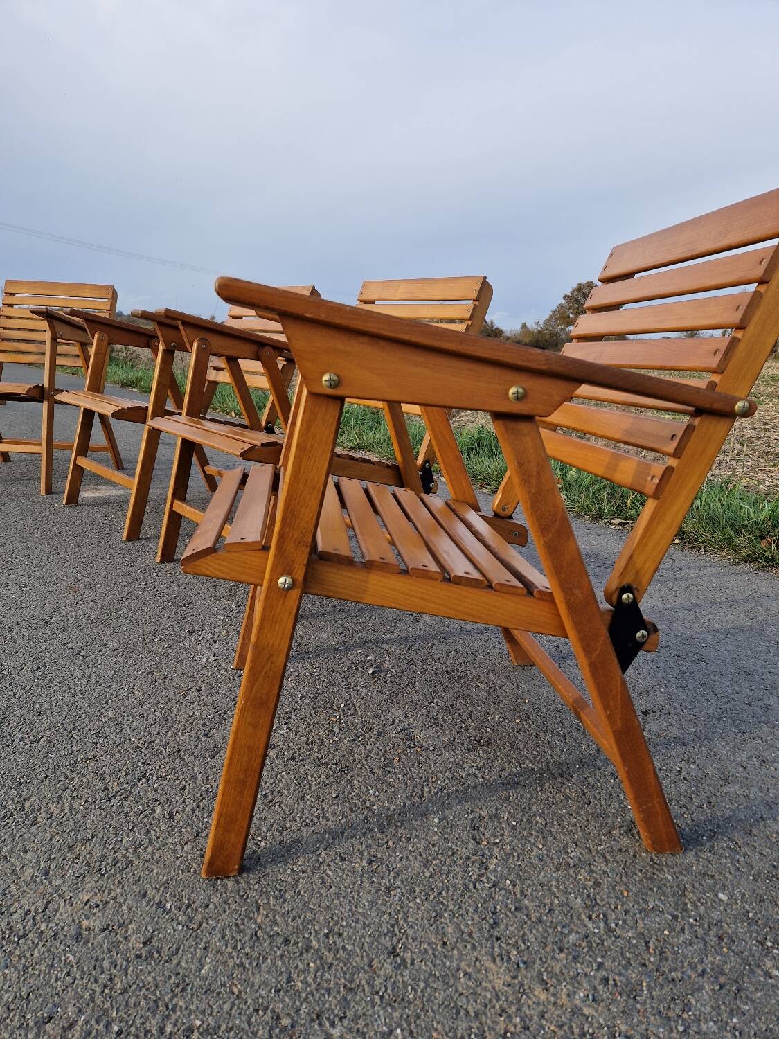 Set of 4 vintage folding armchairs