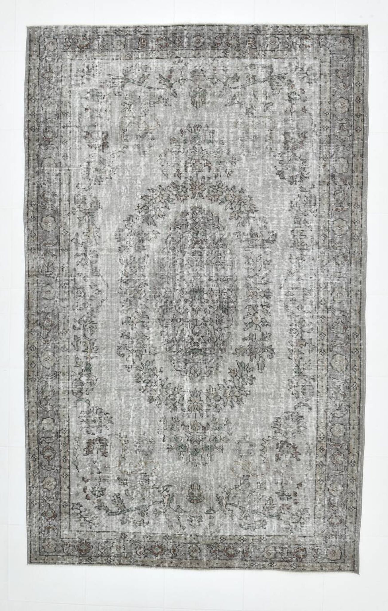 5x9 Gray & Black Oriental Vintage Rug 170x275Cm SK 6991