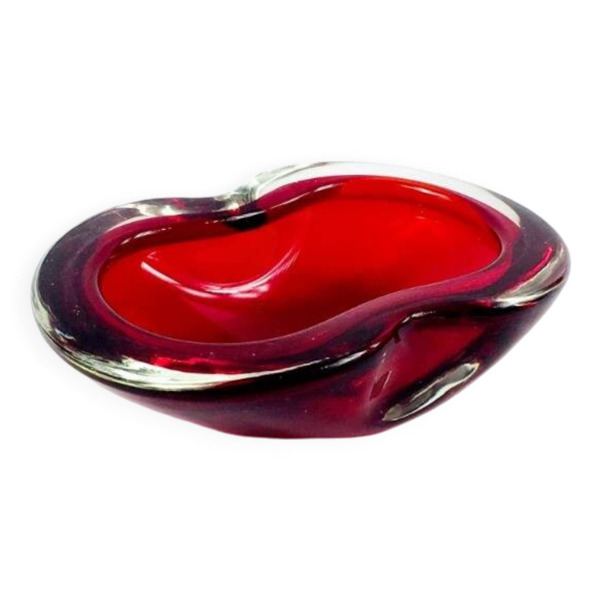 Large Sommerso Murano Glass Bowl or Vide Poche attributed to Flavio Poli, Italy, 1960s/1970s